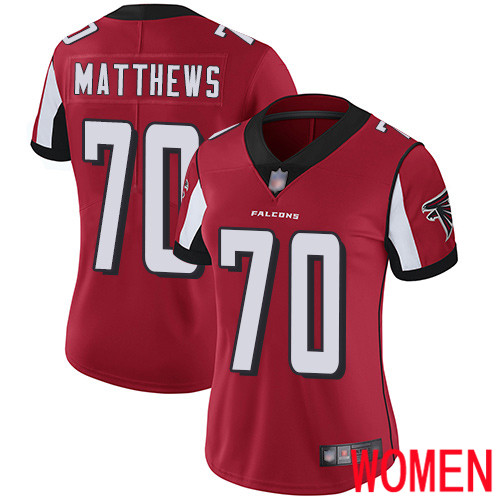 Atlanta Falcons Limited Red Women Jake Matthews Home Jersey NFL Football 70 Vapor Untouchable